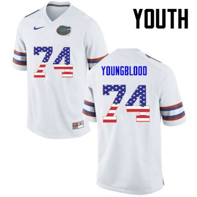 Youth Florida Gators #74 Jack Youngblood NCAA Nike White USA Flag Fashion Authentic Stitched College Football Jersey SCI8362CV